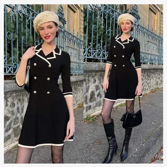 NWOT Elegant Black Double-Breasted Dress XL - Picture 4 of 11